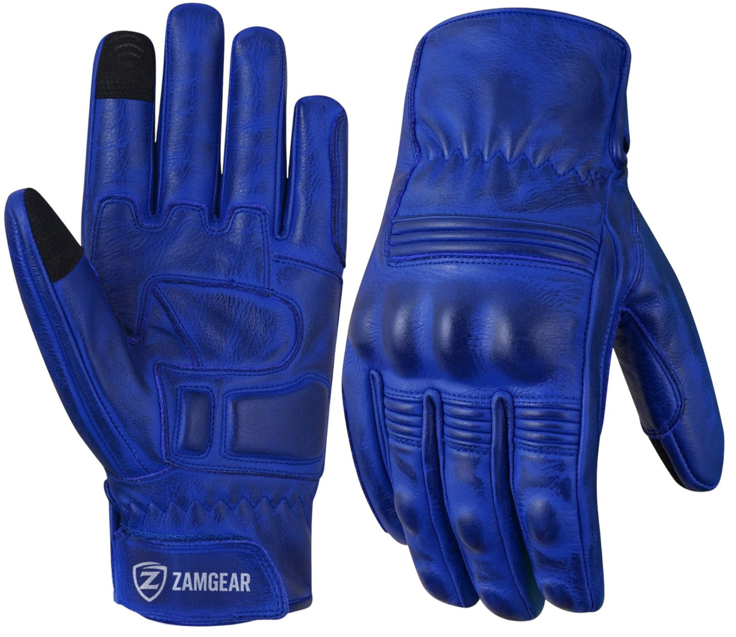 Motorcycle Gloves Racing Touchscreen Leather Armored Riding Biker Gloves Blue