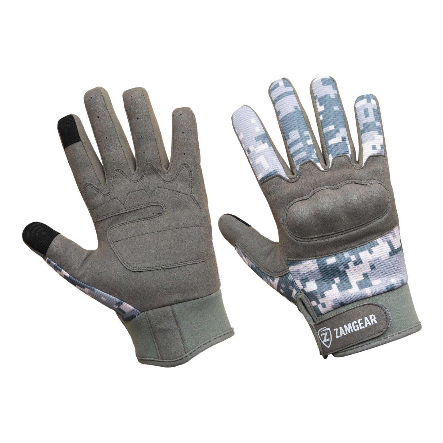 Tactical Gloves Grey Camo Knuckle Protection Touchscreen Airsoft Paintball Cycling ZamGear