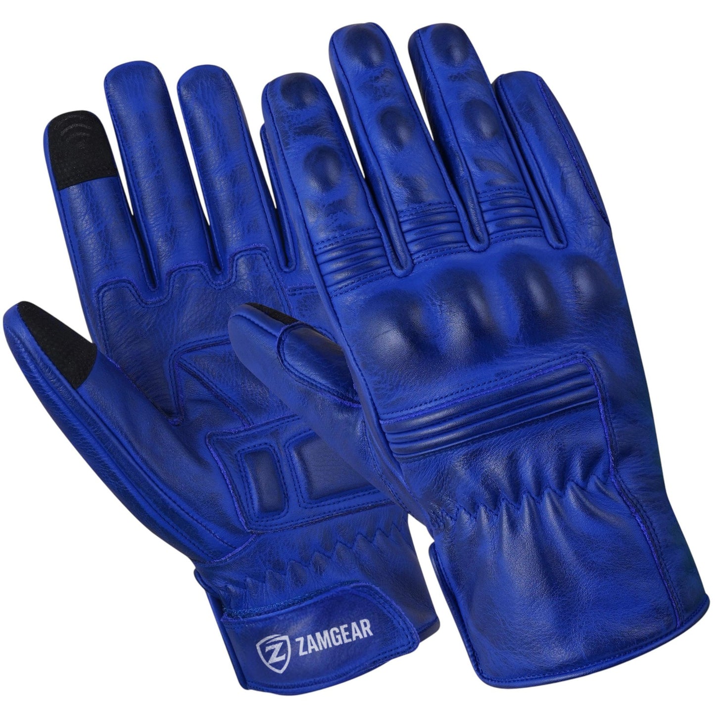 Motorcycle Gloves Racing Touchscreen Leather Armored Riding Biker Gloves Blue