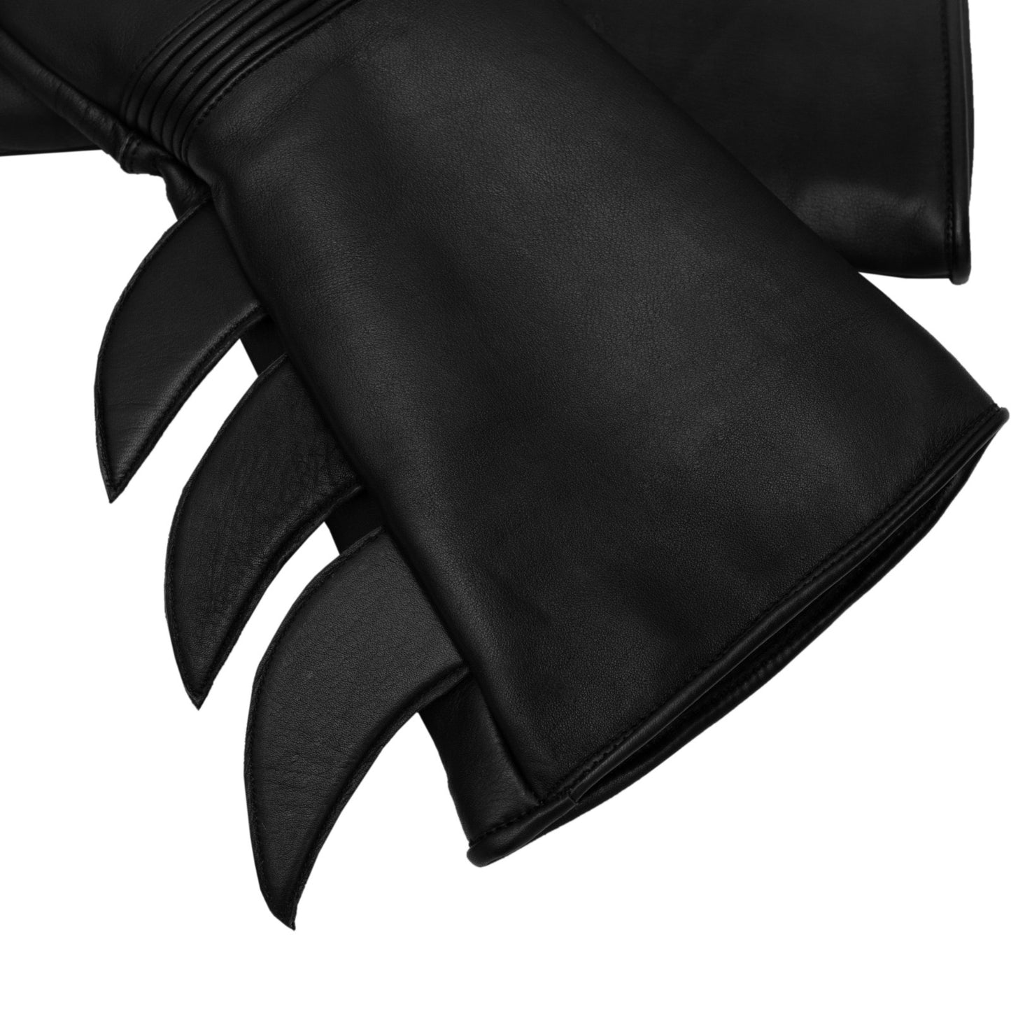 Superhero Black Leather Gauntlets with Rubber Fins – High-End Costume Gloves