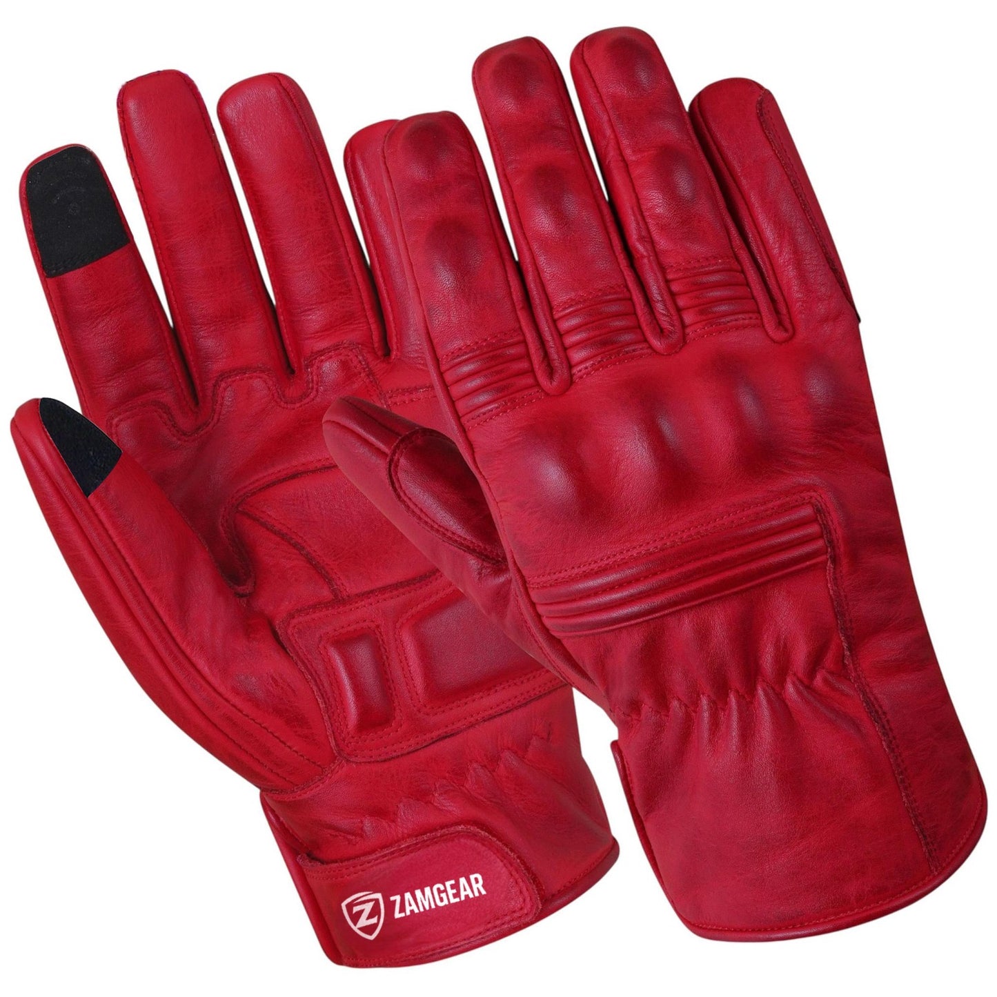 Motorcycle Gloves Racing Touchscreen Leather Armored Riding Biker Gloves Red