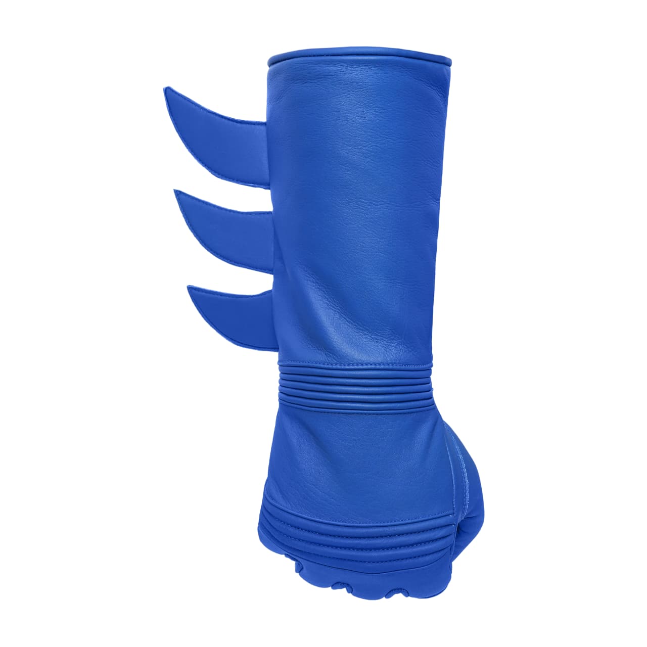 Superhero Blue Leather Gauntlets with Rubber Fins – High-End Costume Gloves