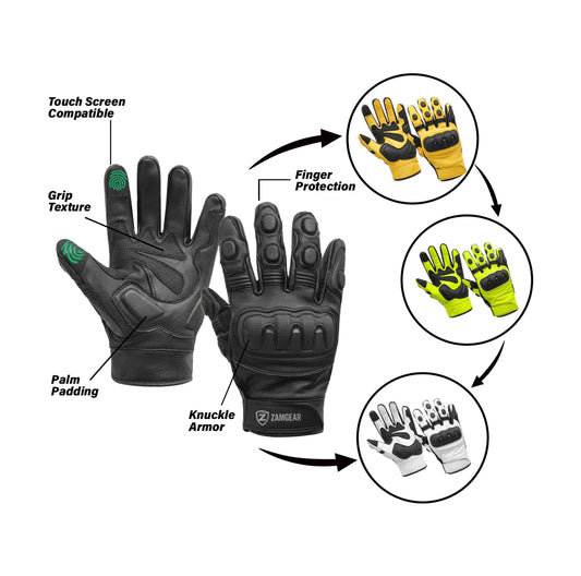 Motorcycle Gloves Racing Touchscreen Leather Knuckles Armored Riding Biker Gloves
