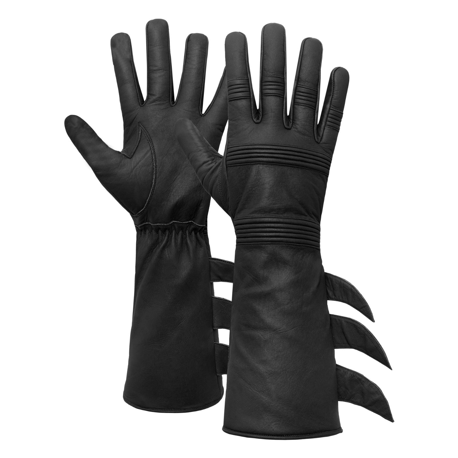 Superhero-Style Black Leather Gloves – Premium Soft Costume Gloves