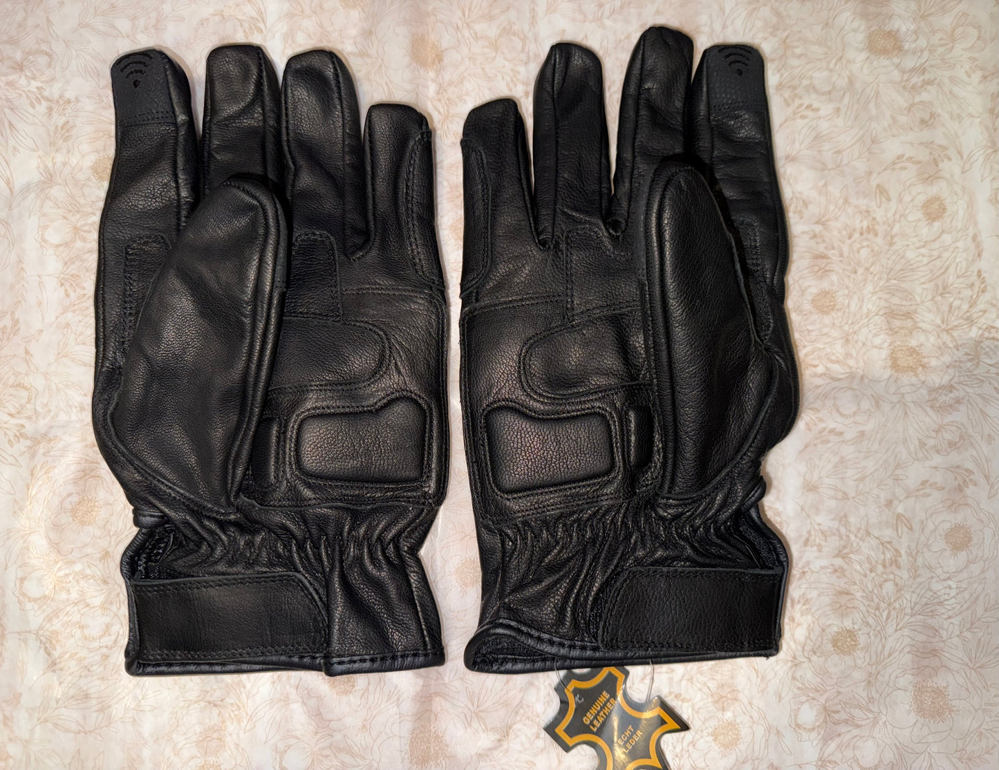 Motorcycle Gloves Racing Touchscreen Leather Armored Riding Biker Gloves Black