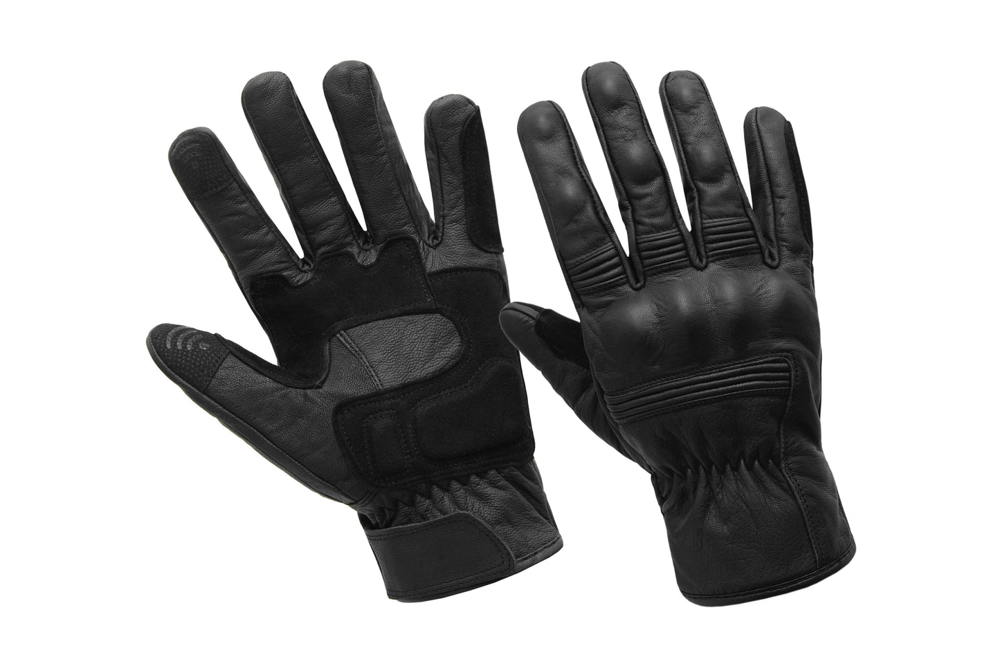 Motorcycle Gloves Racing Touchscreen Leather Armored Riding Biker Gloves Black