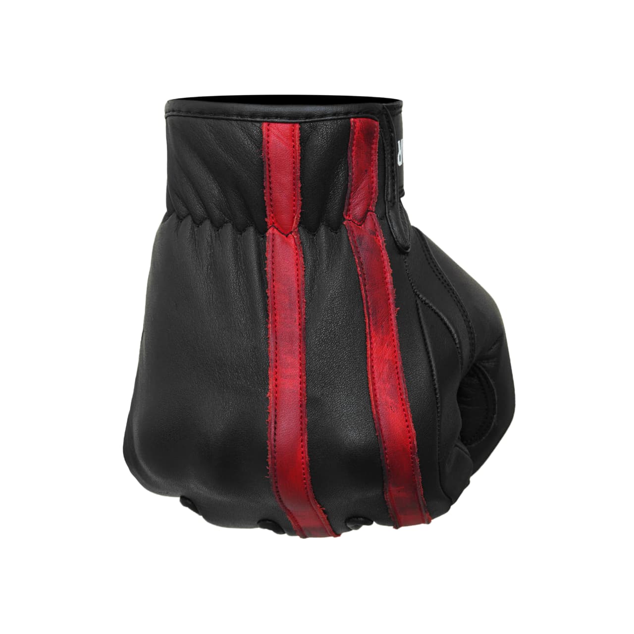 Motorcycle Leather Gloves Black Red Stripe Knuckle Protection Touchscreen & Padded Palm ZamGear