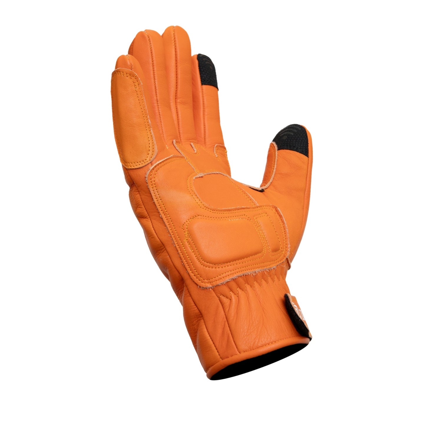 Motorcycle Orange Leather Gloves Knuckle Protection Touchscreen & Padded Palm ZamGear
