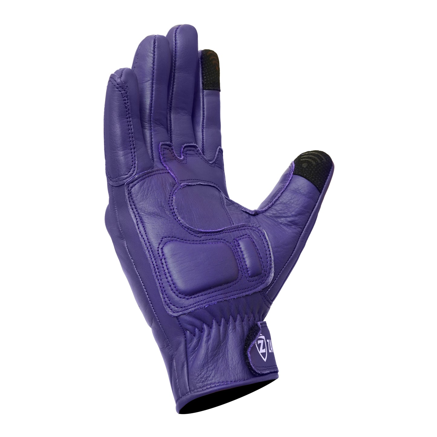 Motorcycle Purple Leather Gloves Knuckle Protection Touchscreen & Padded Palm ZamGear