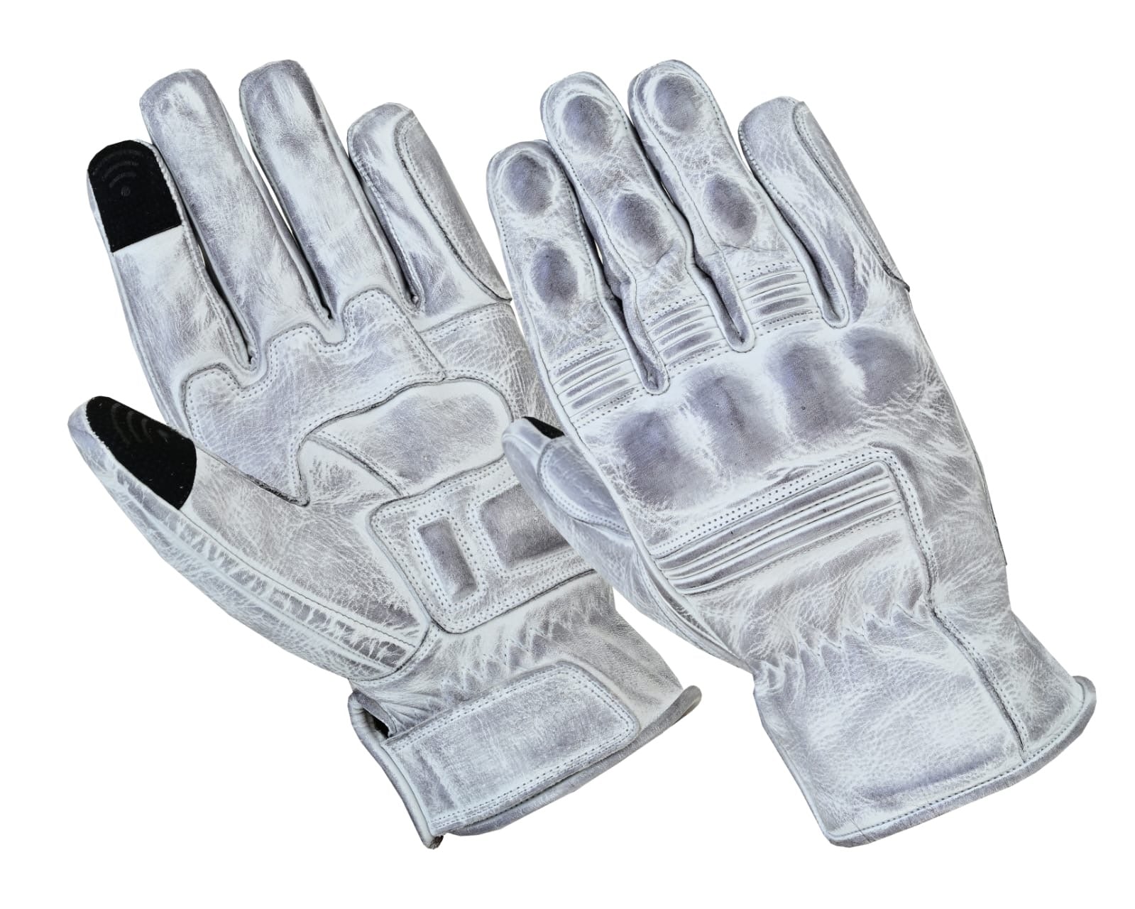 Motorcycle Gloves Racing Touchscreen Leather Armored Riding Biker Gloves White