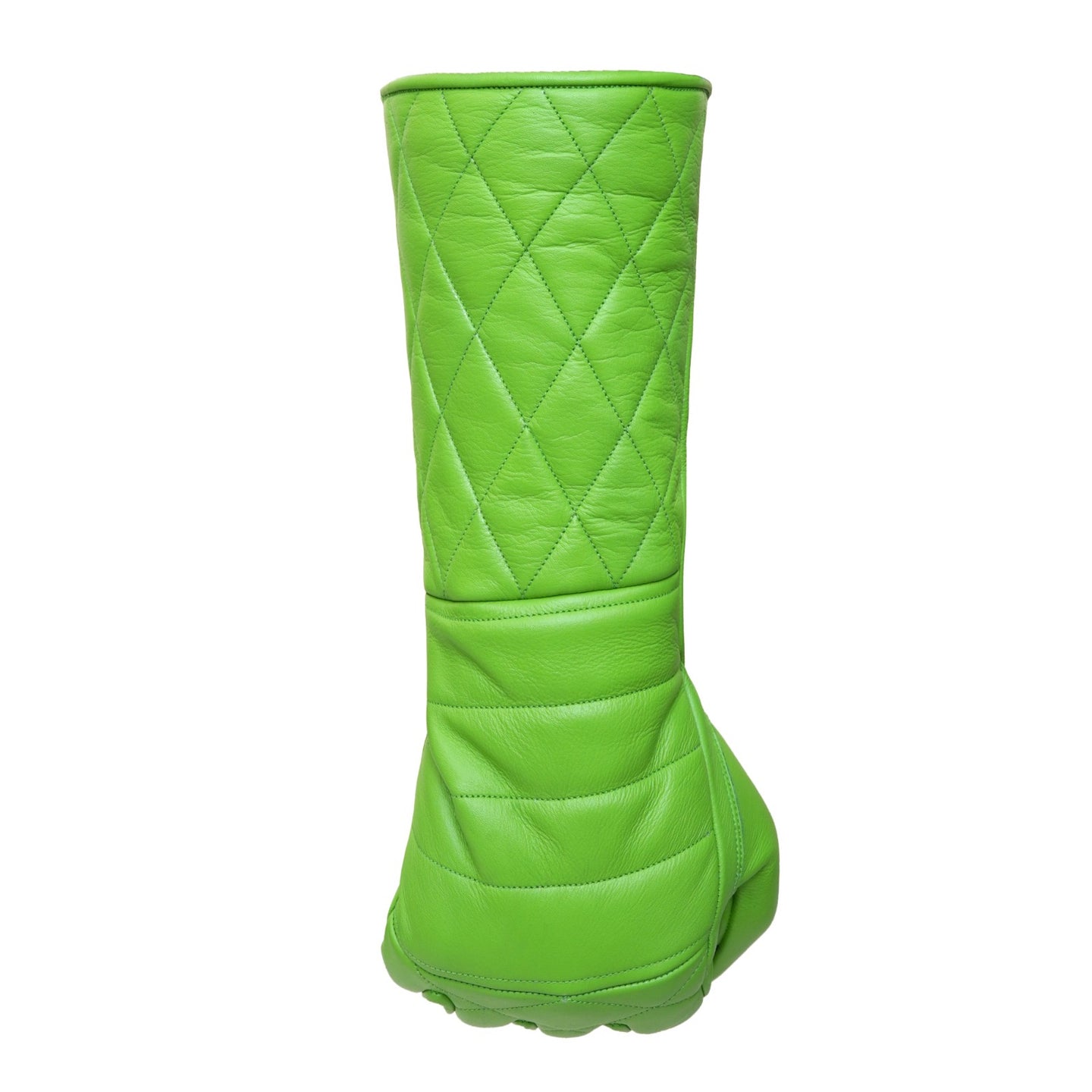 Green Leather Gauntlet Gloves – Quilted Design Extended Cuff Costume Gloves