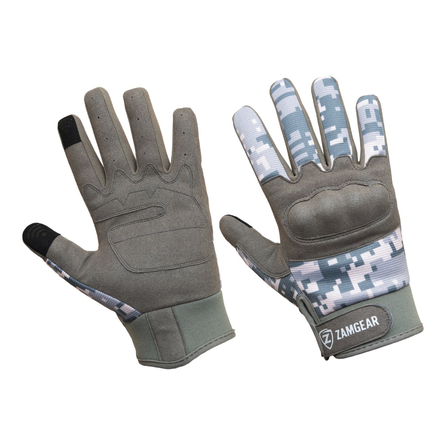 Tactical Gloves Grey Camo Knuckle Protection Touchscreen Airsoft Paintball Cycling ZamGear