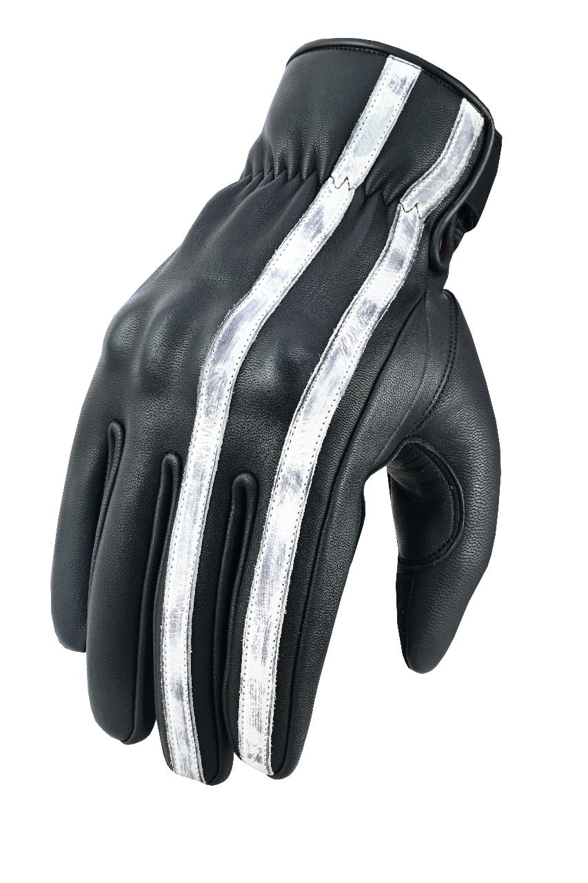 Motorcycle Gloves Racing Touchscreen Leather Armored Riding Biker Gloves Black/White