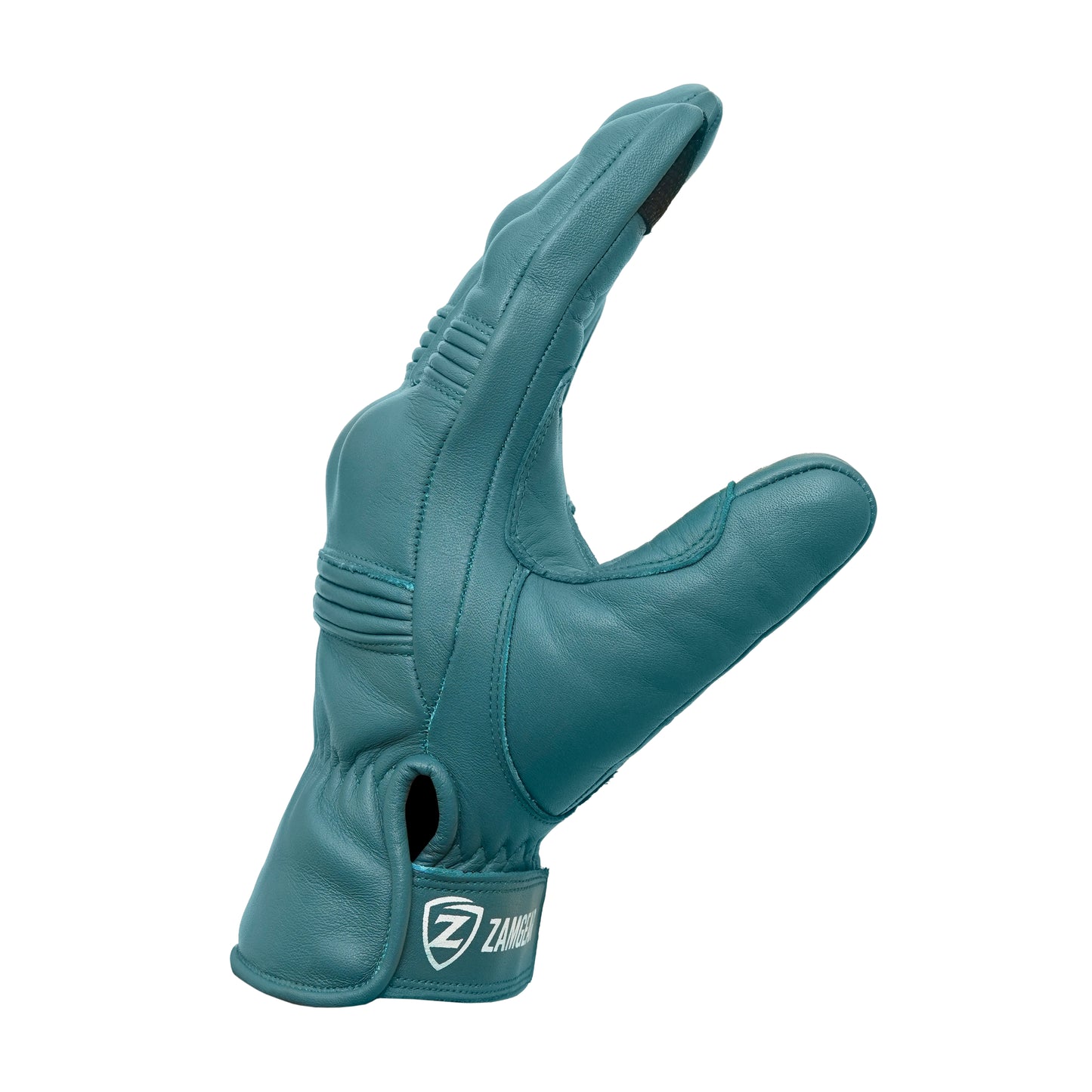 Motorcycle Teal Leather Gloves Midnight Knuckle Protection Touchscreen & Padded Palm ZamGear