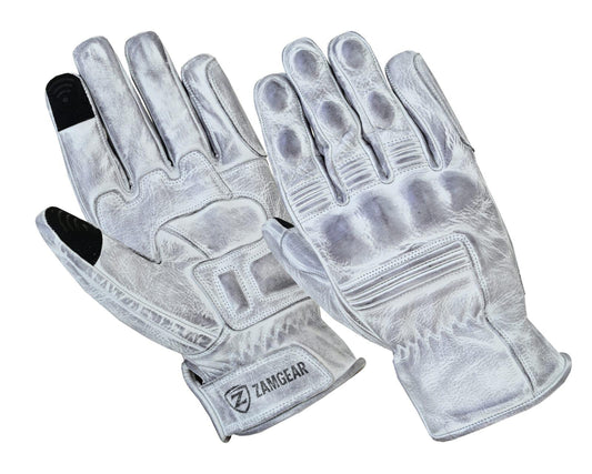 Motorcycle Gloves Racing Touchscreen Leather Armored Riding Biker Gloves White