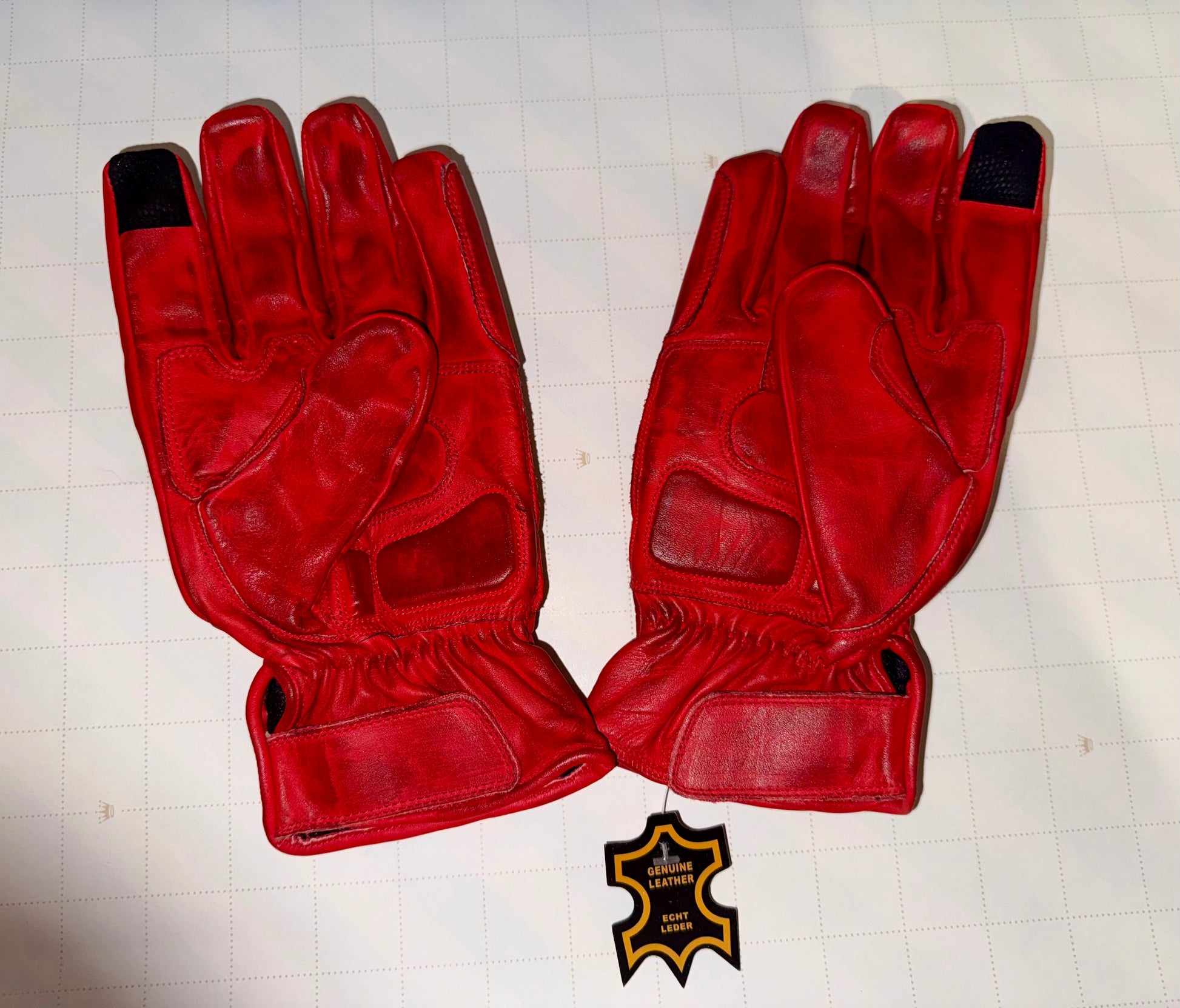 Motorcycle Gloves Racing Touchscreen Leather Armored Riding Biker Gloves Red