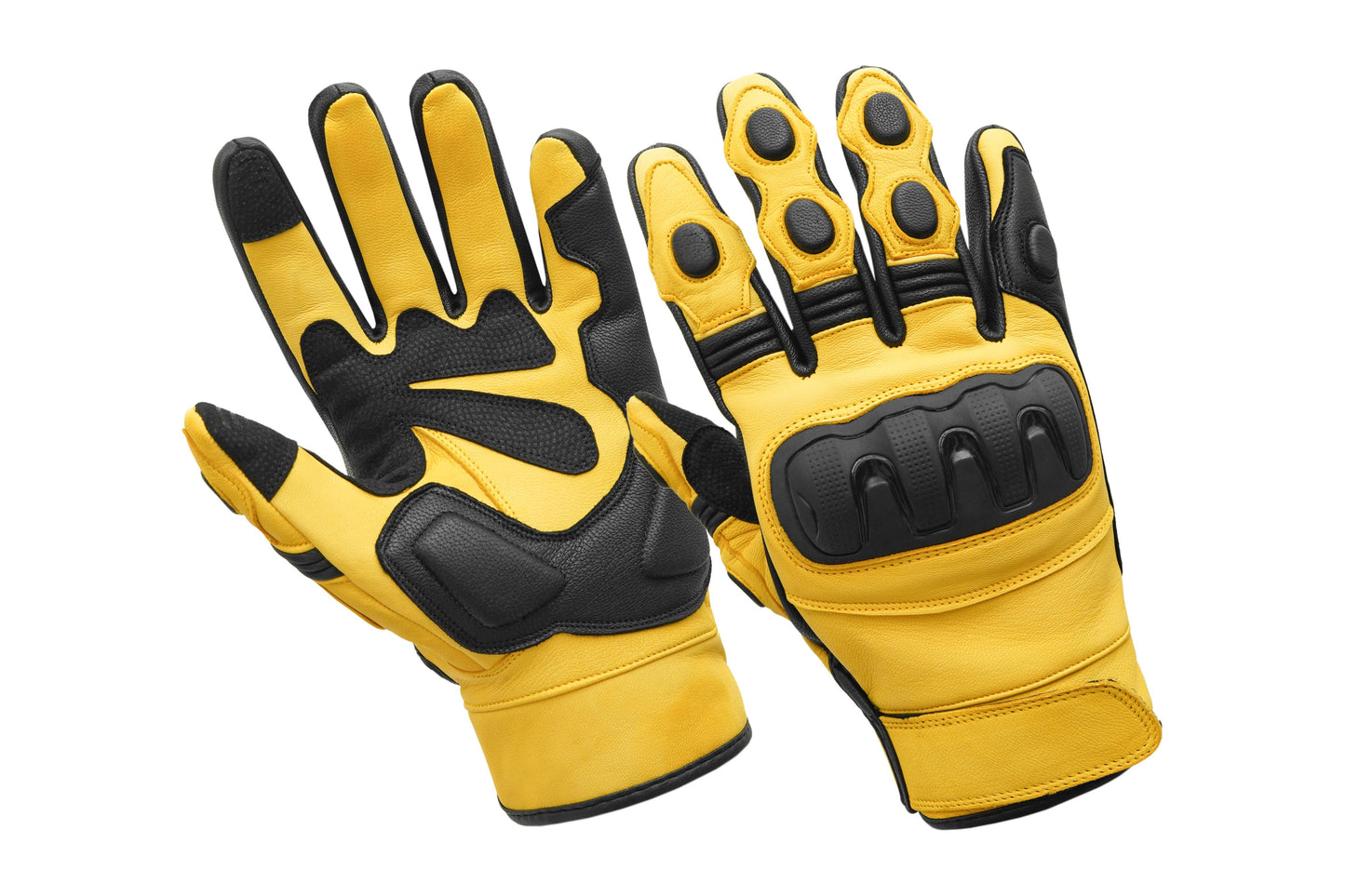 Motorcycle Leather Gloves Multicolor Knuckle Protection Touchscreen & Padded Palm ZamGear