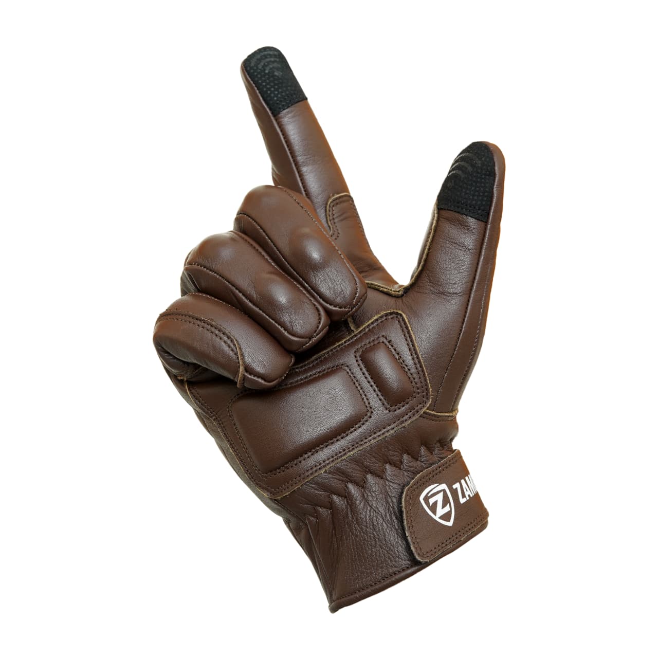 Motorcycle Brown Leather Gloves Knuckle Protection Touchscreen & Padded Palm ZamGear