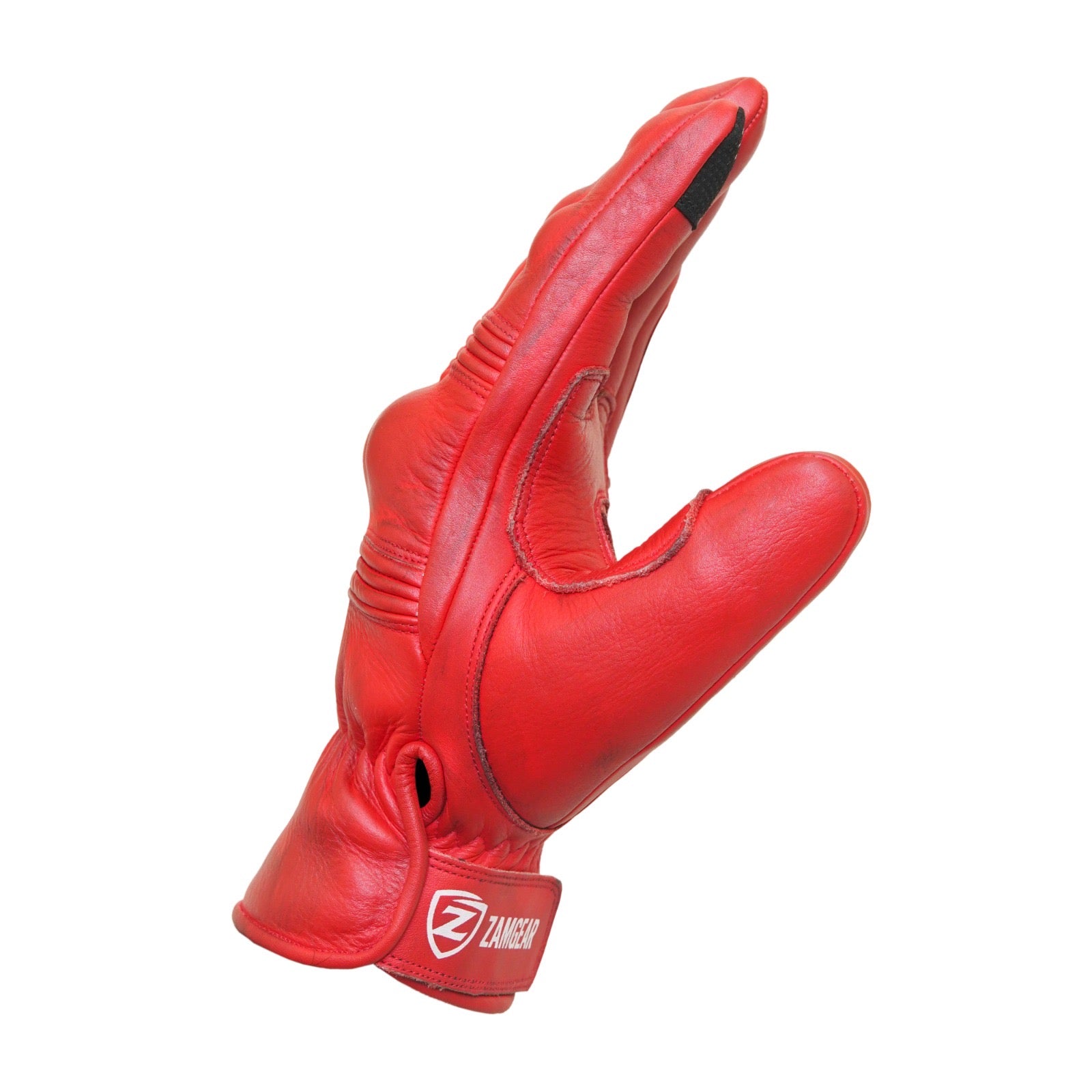 Motorcycle Red Leather Gloves Knuckle Protection Touchscreen