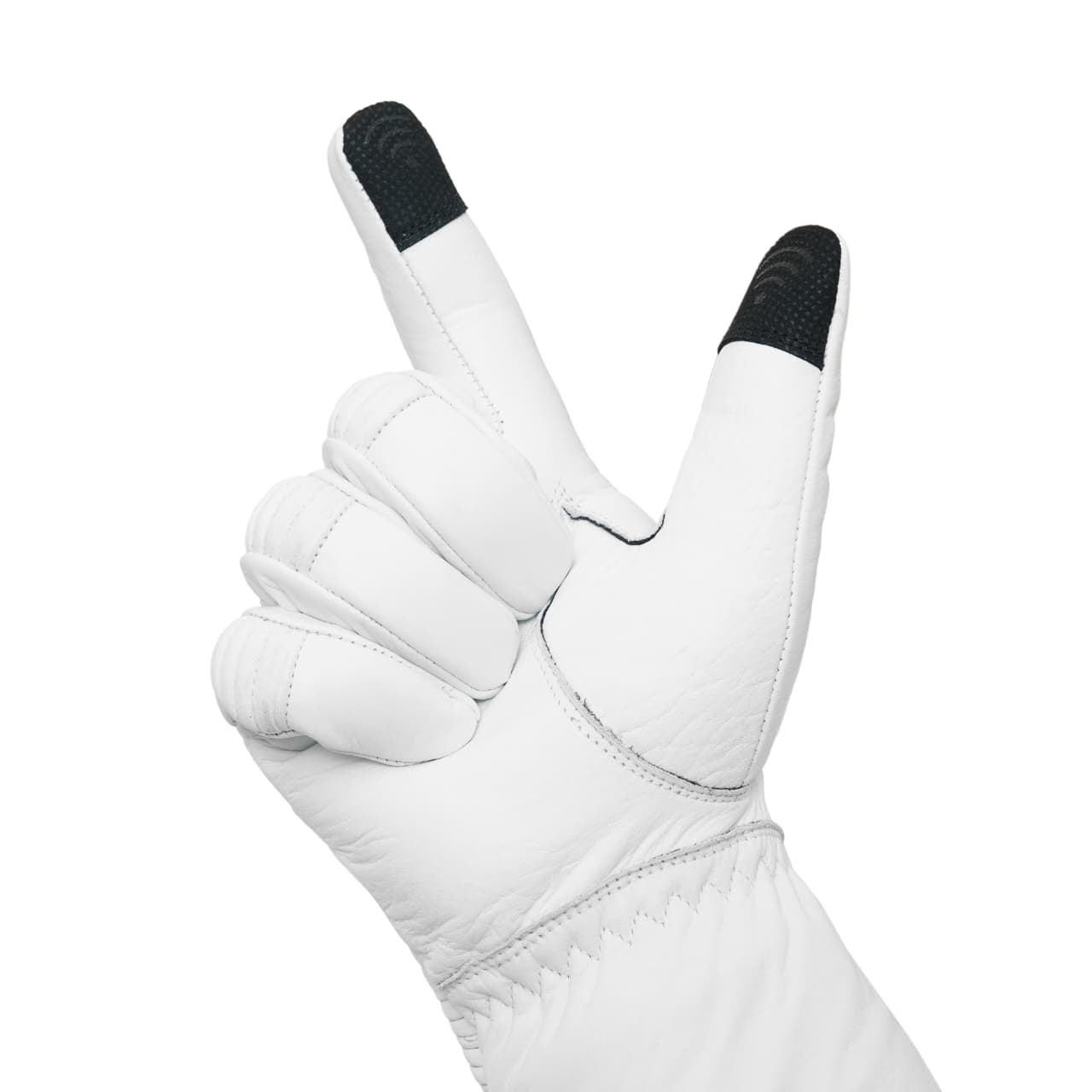 Superhero White Leather Gauntlets with Rubber Fins – High-End Costume Gloves