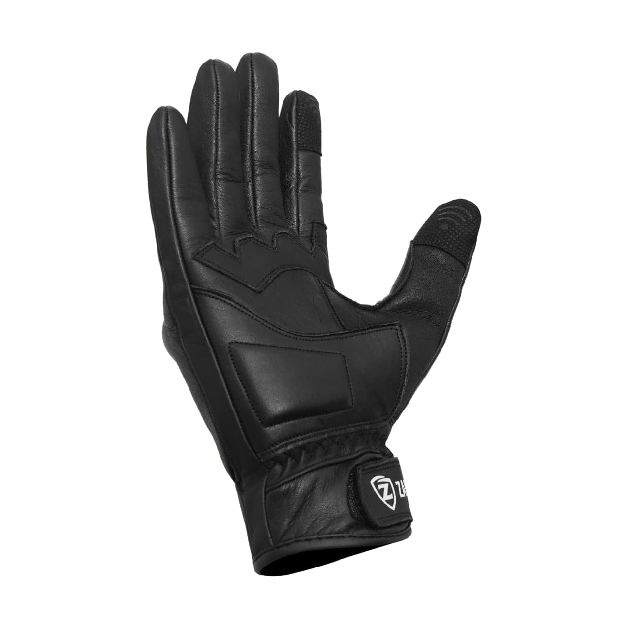 Motorcycle Leather Gloves Black Yellow Stripe Knuckle Protection Touchscreen & Padded Palm ZamGear