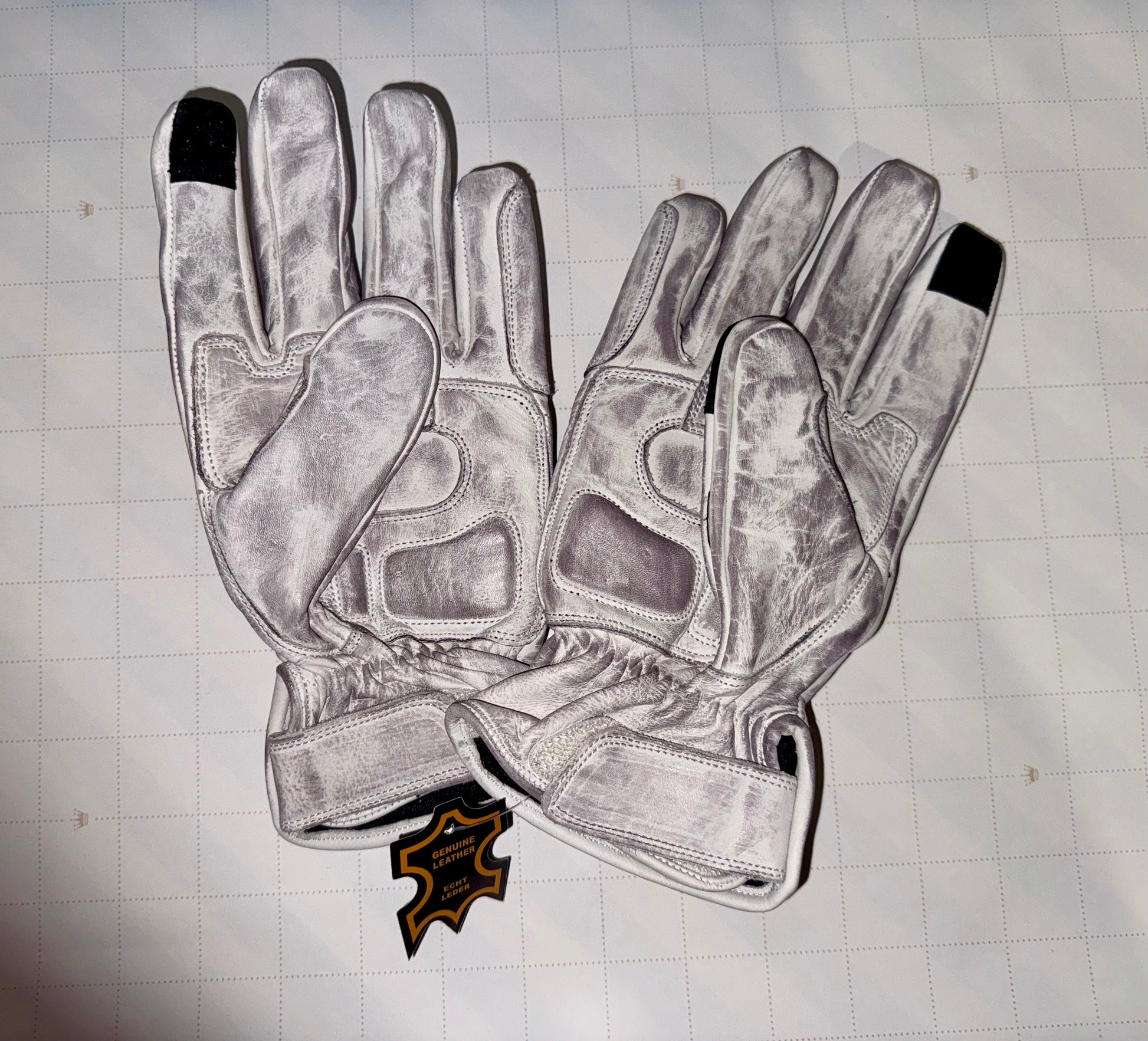 Motorcycle Gloves Racing Touchscreen Leather Armored Riding Biker Gloves White
