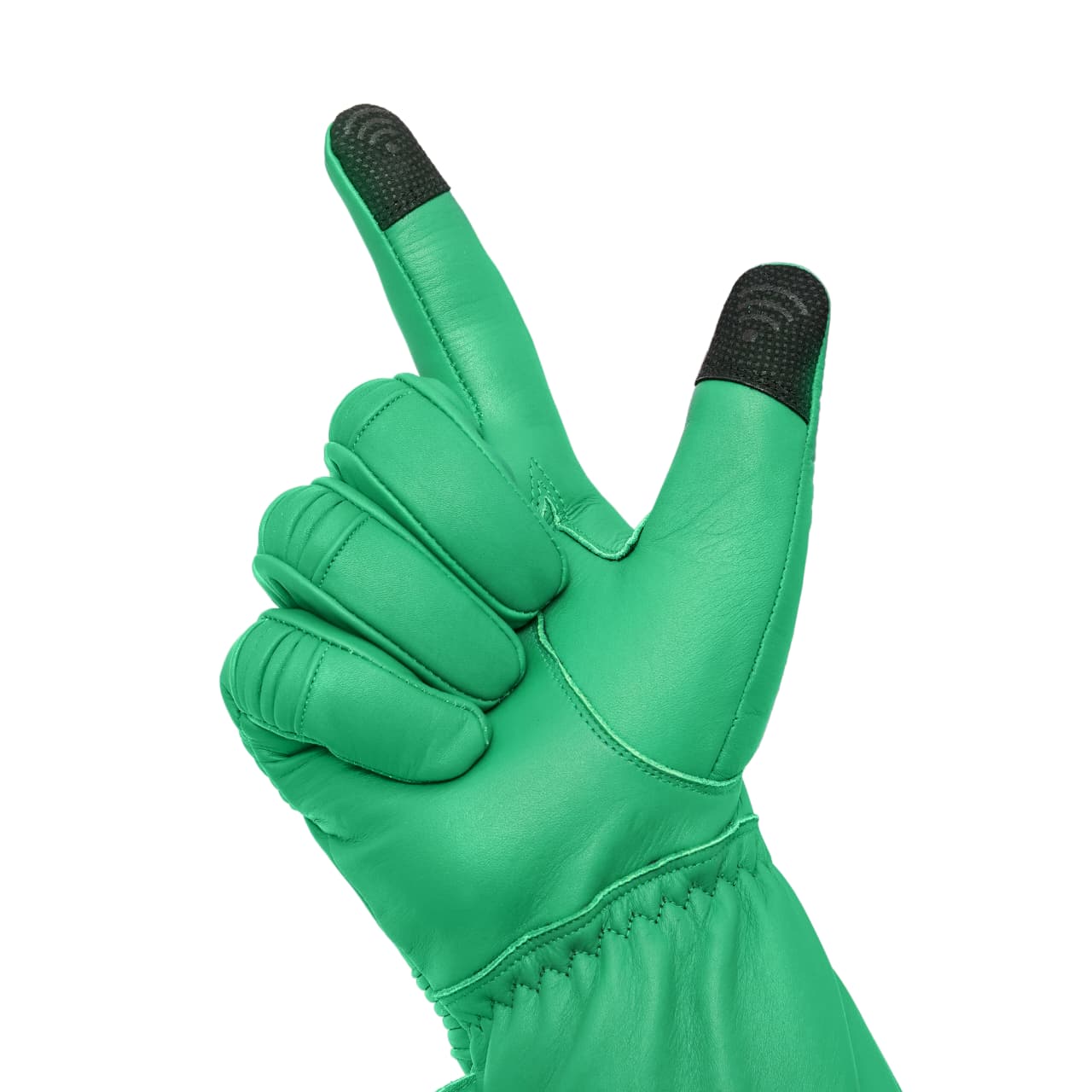 Superhero-Style Green Leather Gloves – Premium Soft Costume Gloves
