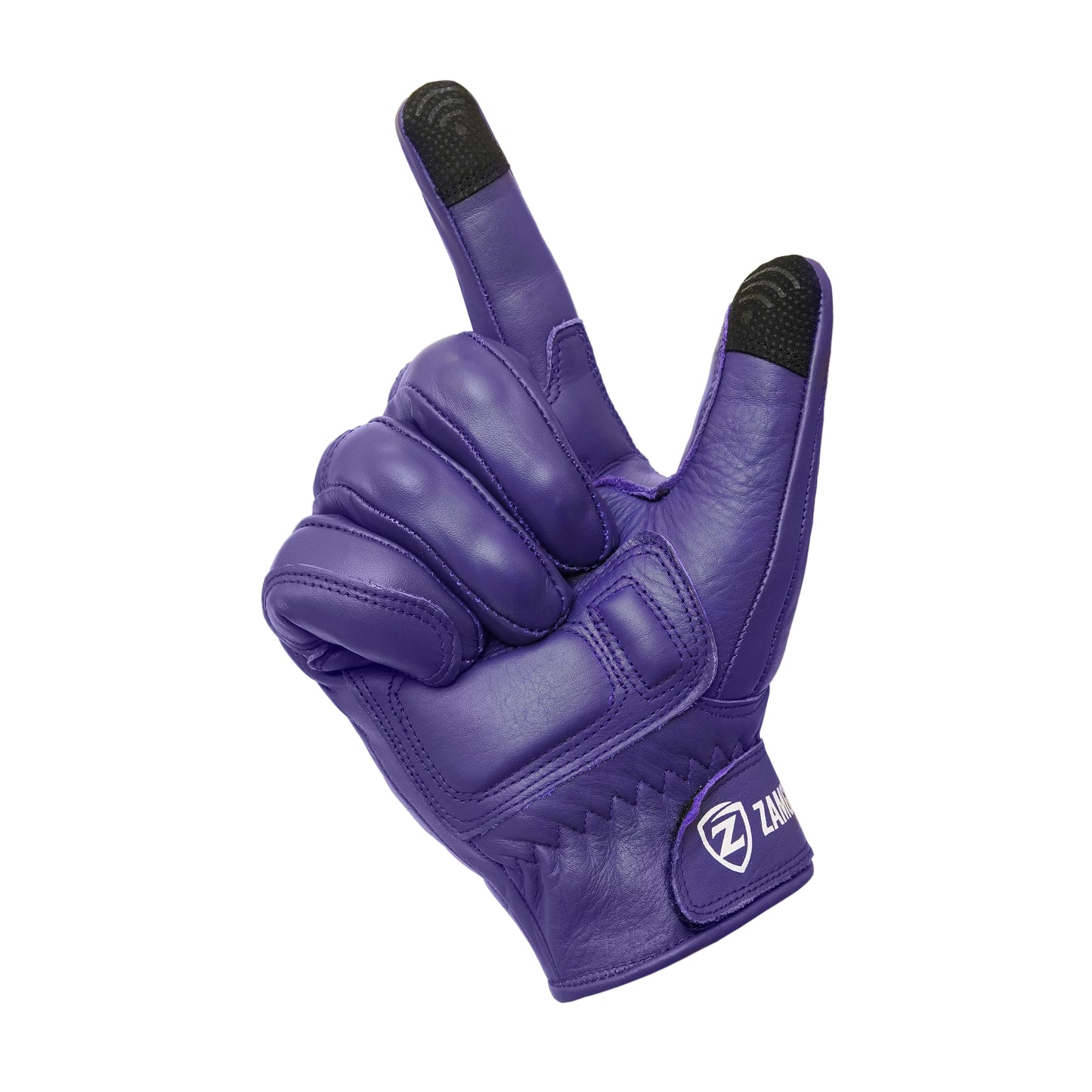 Motorcycle Purple Leather Gloves Knuckle Protection Touchscreen & Padded Palm ZamGear