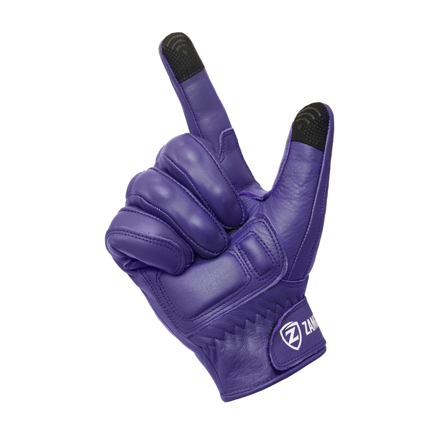 Motorcycle Purple Leather Gloves Knuckle Protection Touchscreen & Padded Palm ZamGear