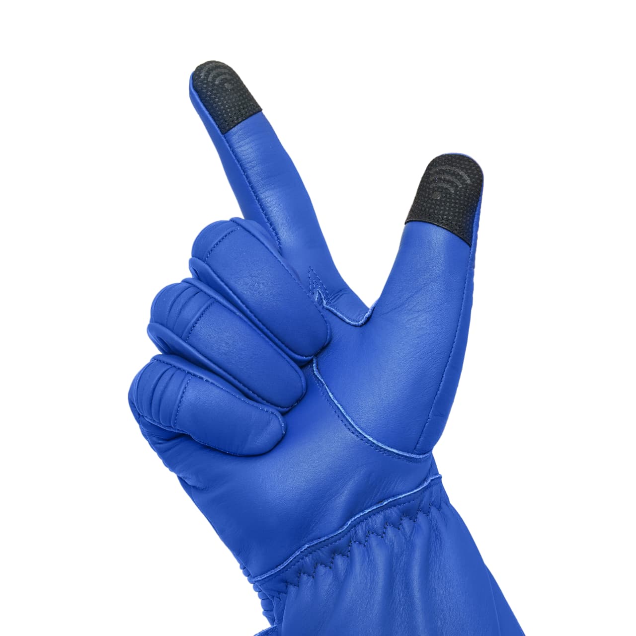 Superhero Blue Leather Gauntlets with Rubber Fins – High-End Costume Gloves