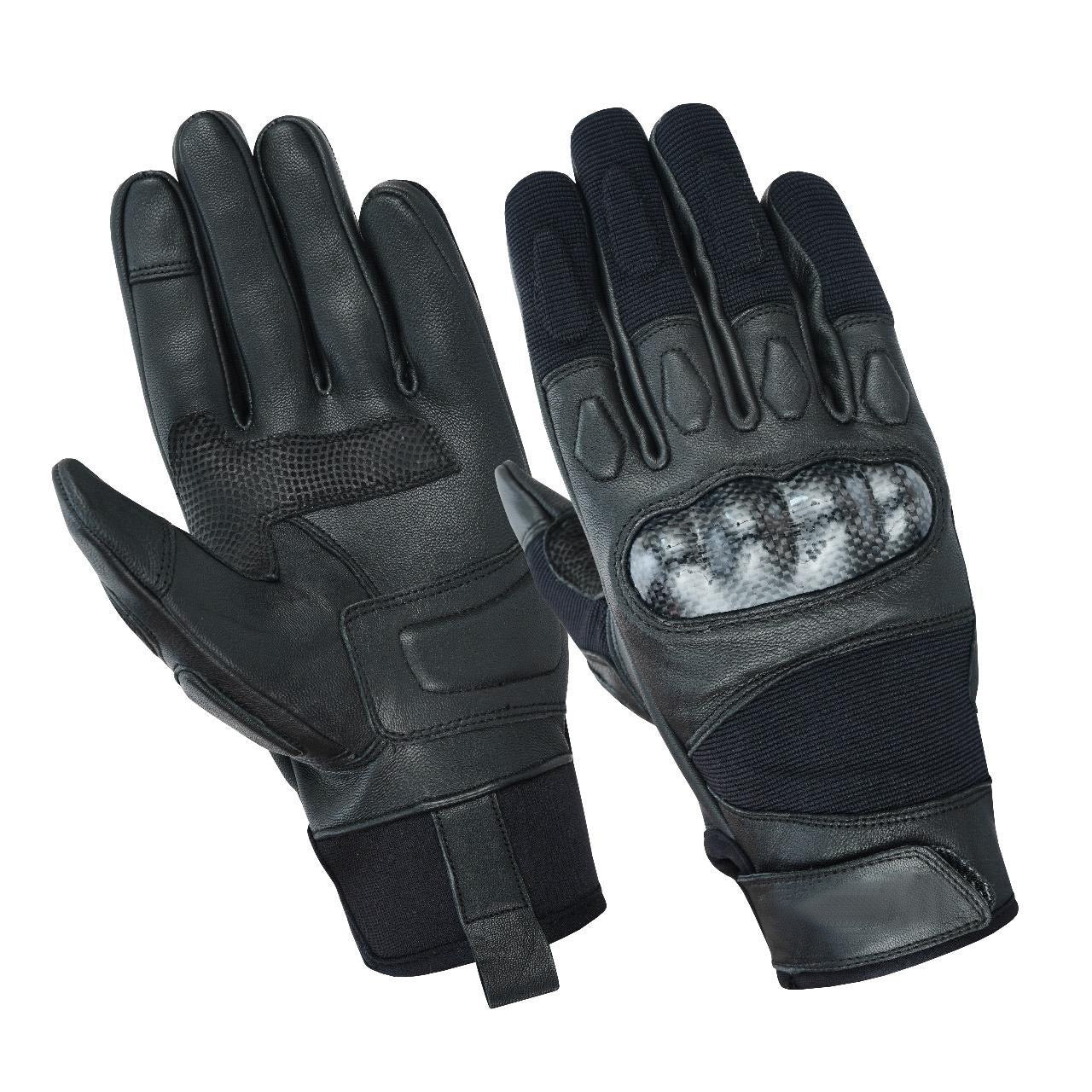 Leather Carbon Fiber Knuckle Designer Motorcycle Gloves Premium Full Finger