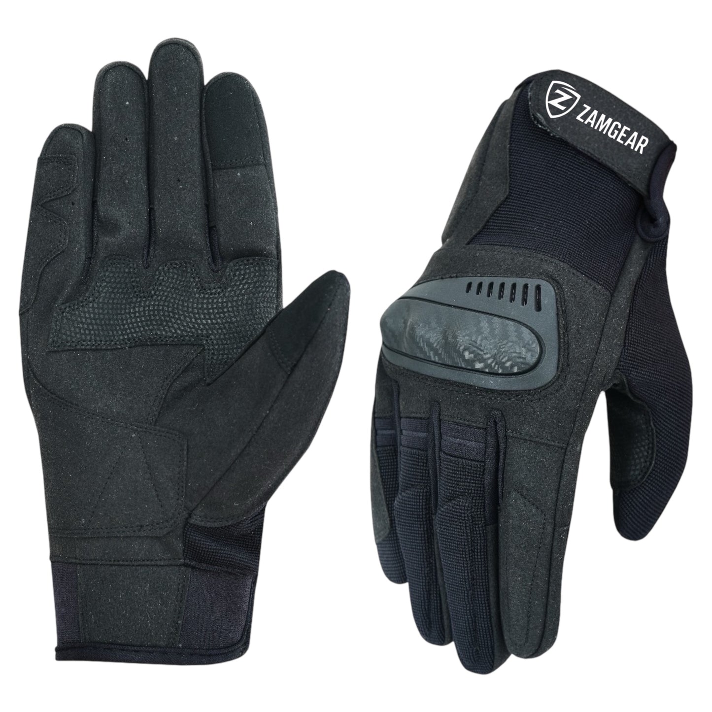 Leather Gloves Rubber Knuckle Protection Full Finger Touchscreen Compatible