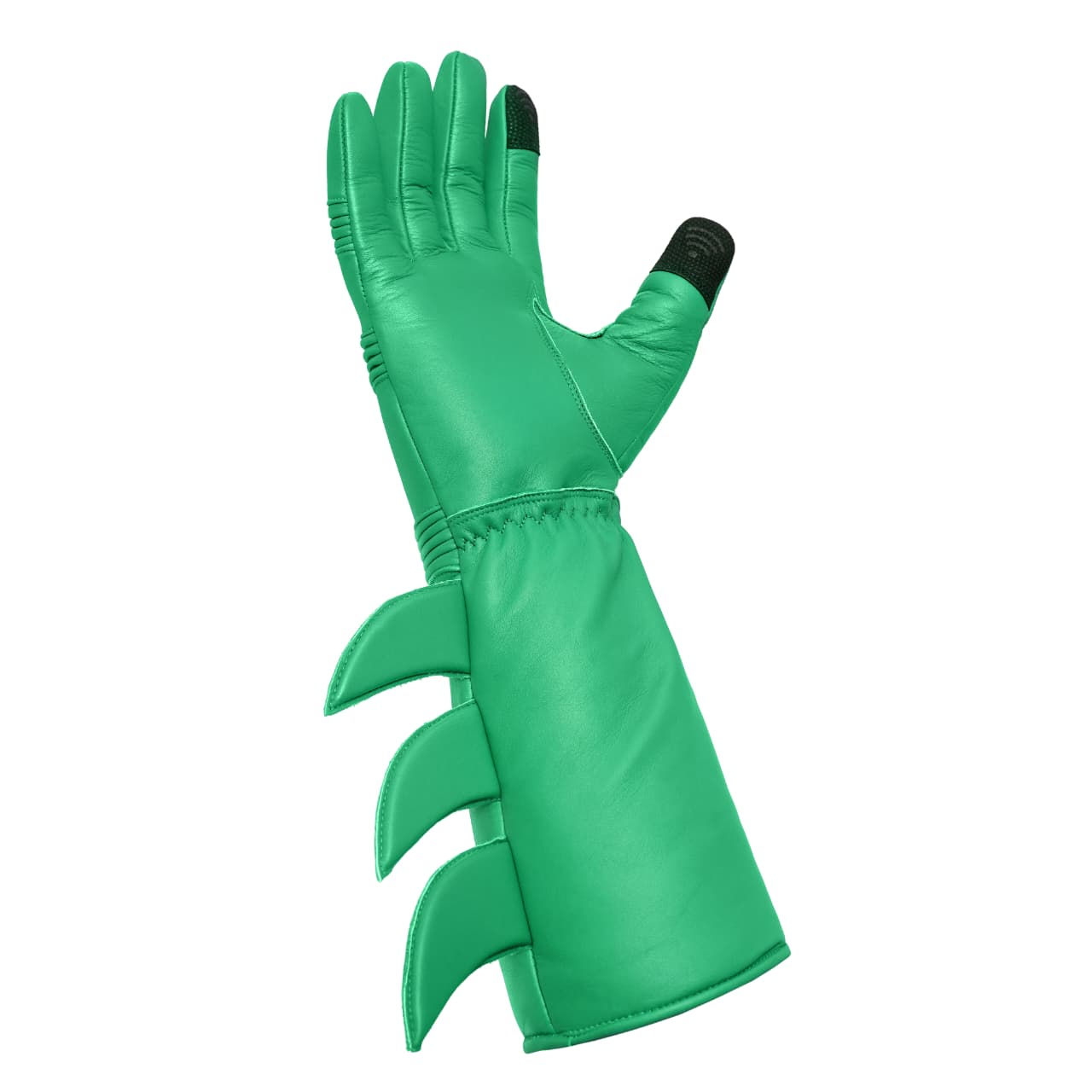 Superhero-Style Green Leather Gloves – Premium Soft Costume Gloves