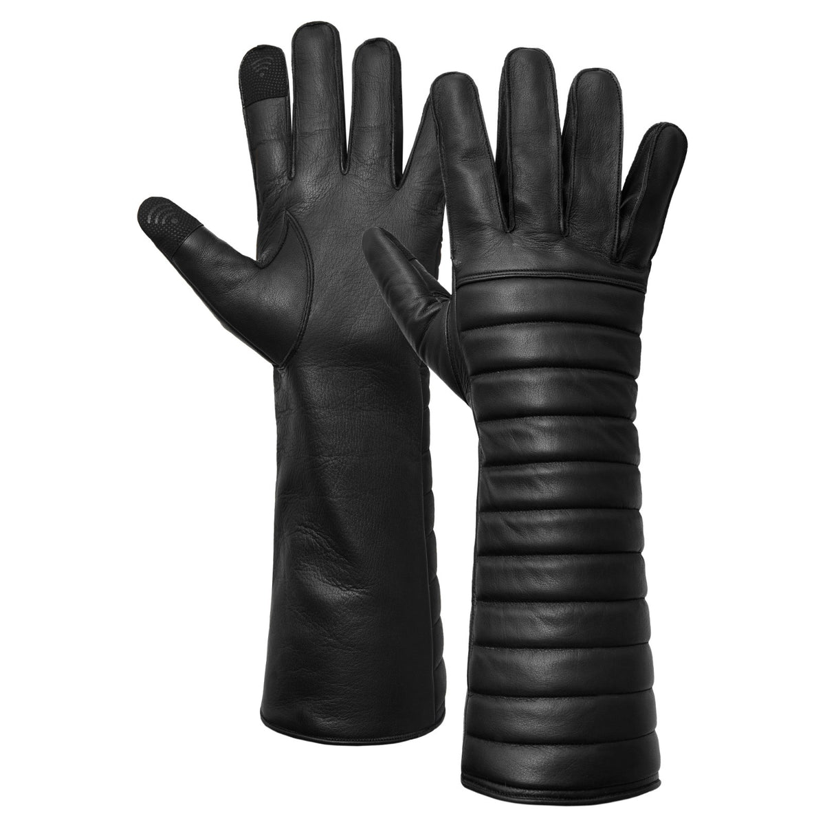 Black Sci-Fi Villain Leather Costume Gloves Cosplay Gauntlet ZamGear