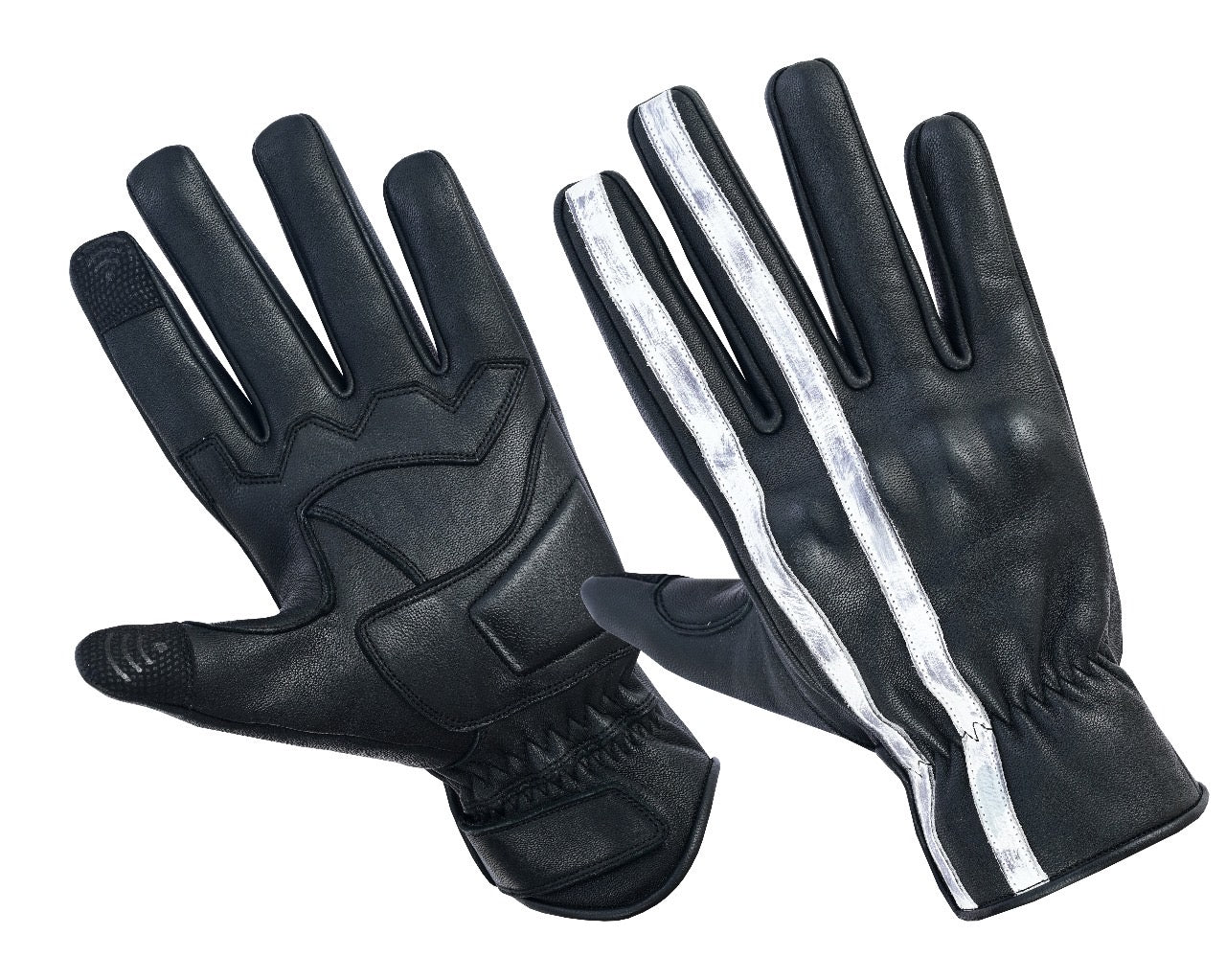 Motorcycle Gloves Racing Touchscreen Leather Armored Riding Biker Gloves Black/White