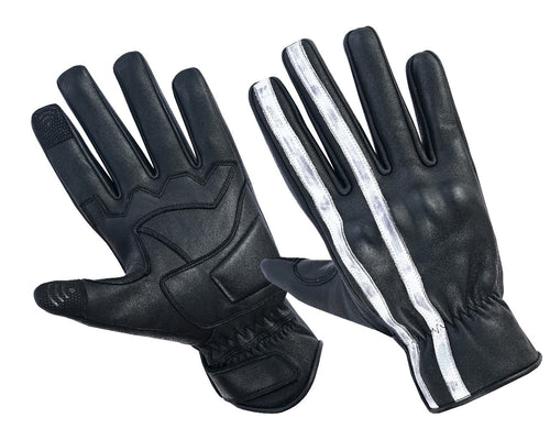 Motorcycle Gloves Racing Touchscreen Leather Armored Riding Biker Gloves Black/White