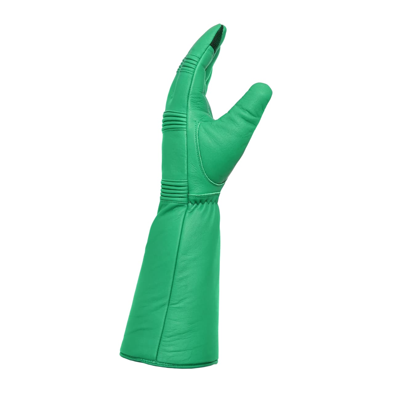 Superhero-Style Green Leather Gloves – Premium Soft Costume Gloves