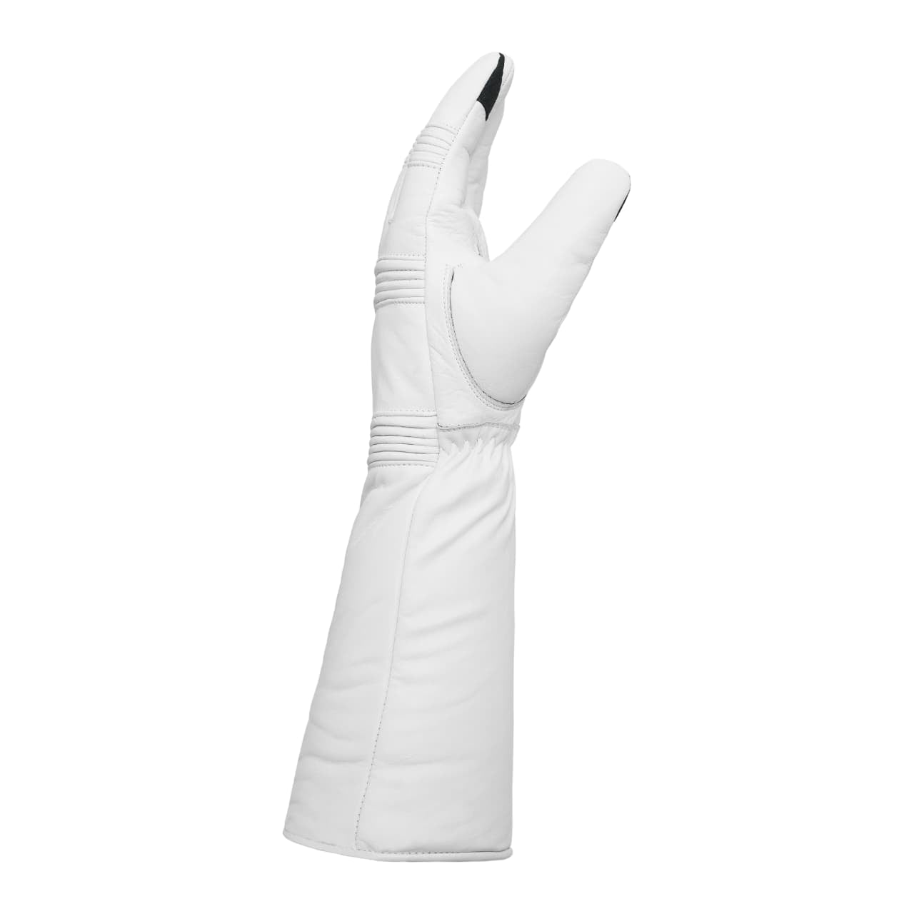 Superhero White Leather Gauntlets with Rubber Fins – High-End Costume Gloves