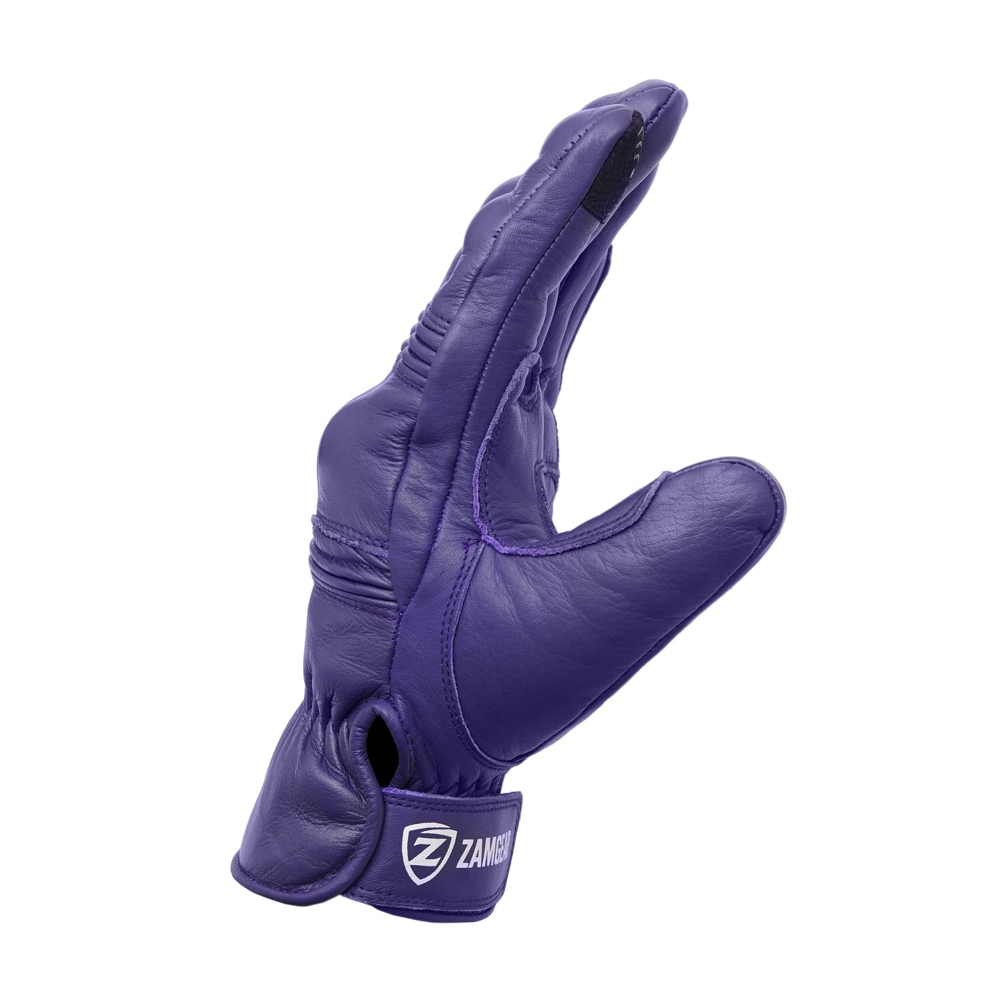 Motorcycle Purple Leather Gloves Knuckle Protection Touchscreen & Padded Palm ZamGear
