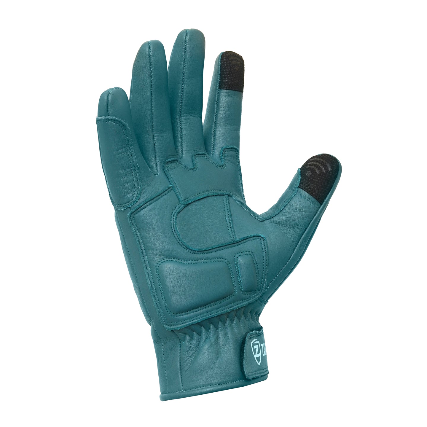 Motorcycle Teal Leather Gloves Midnight Knuckle Protection Touchscreen & Padded Palm ZamGear