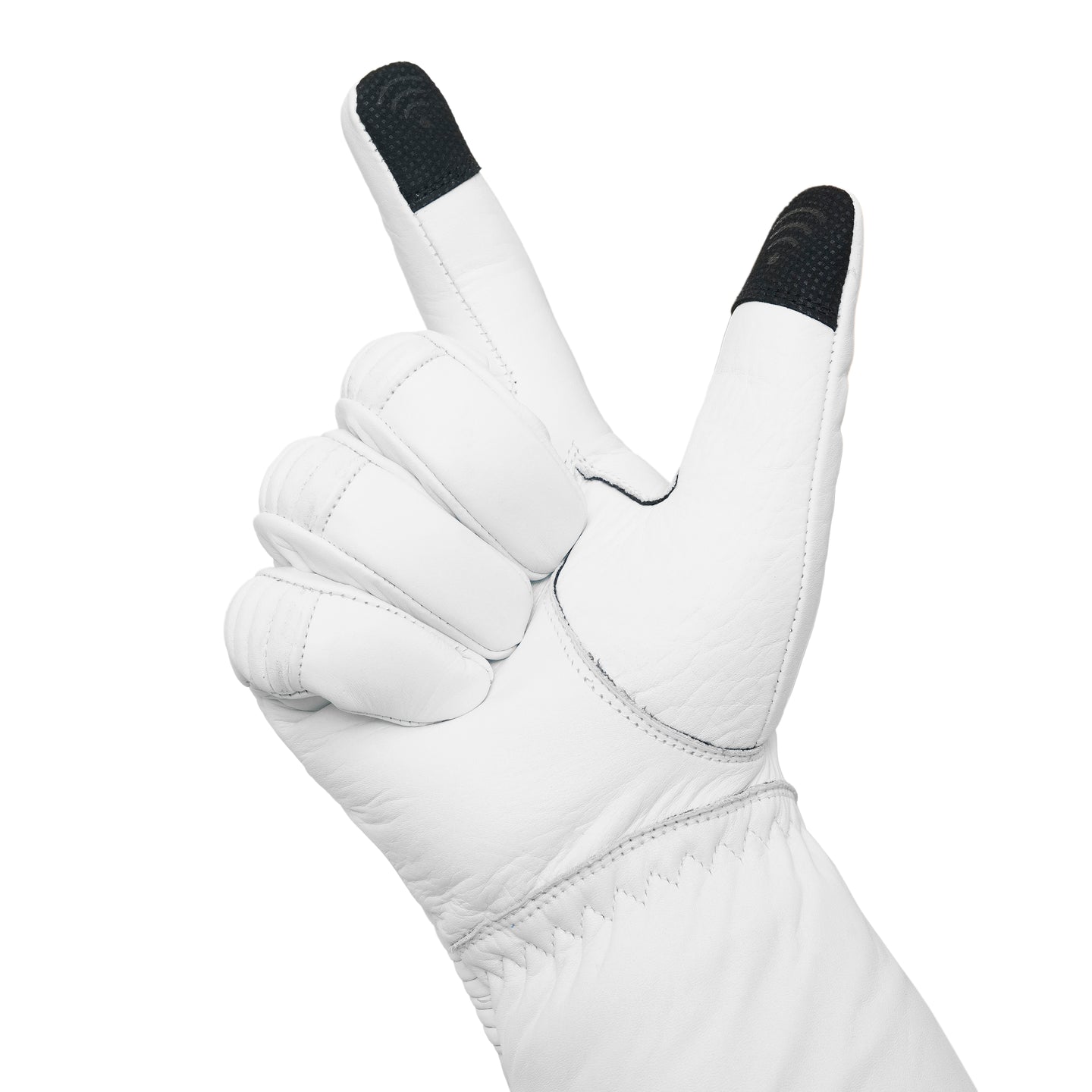 White Leather Gauntlet Gloves – Quilted Design Extended Cuff Costume Gloves