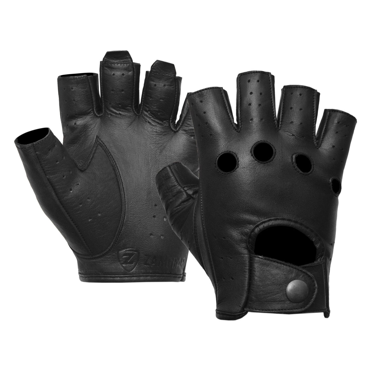 Men Classic Black Half Finger Gloves Soft Genuine Cowhide Leather