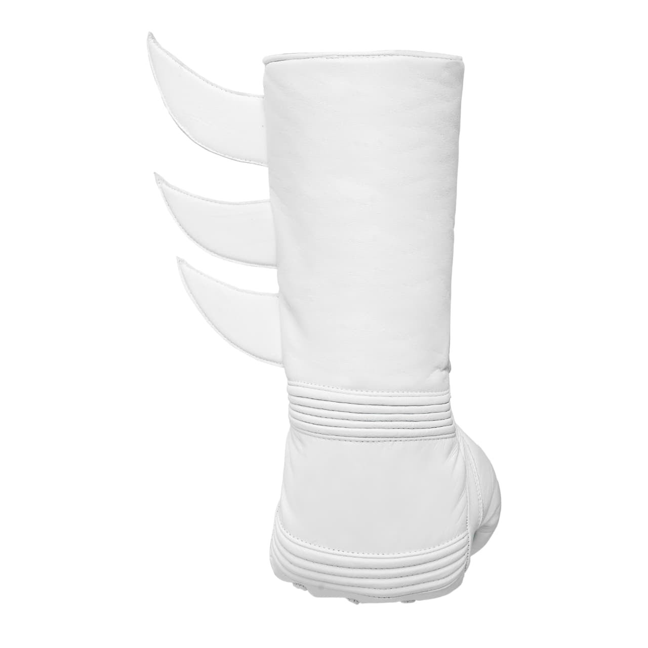 Superhero White Leather Gauntlets with Rubber Fins – High-End Costume Gloves