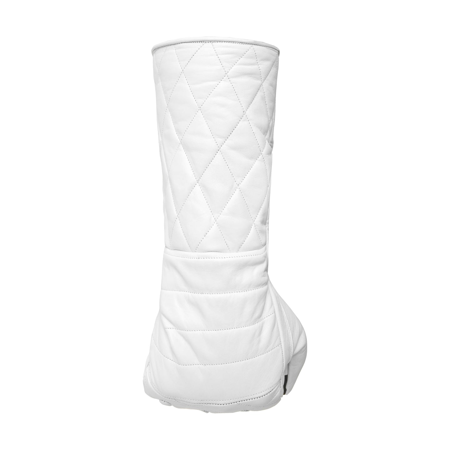 White Leather Gauntlet Gloves – Quilted Design Extended Cuff Costume Gloves