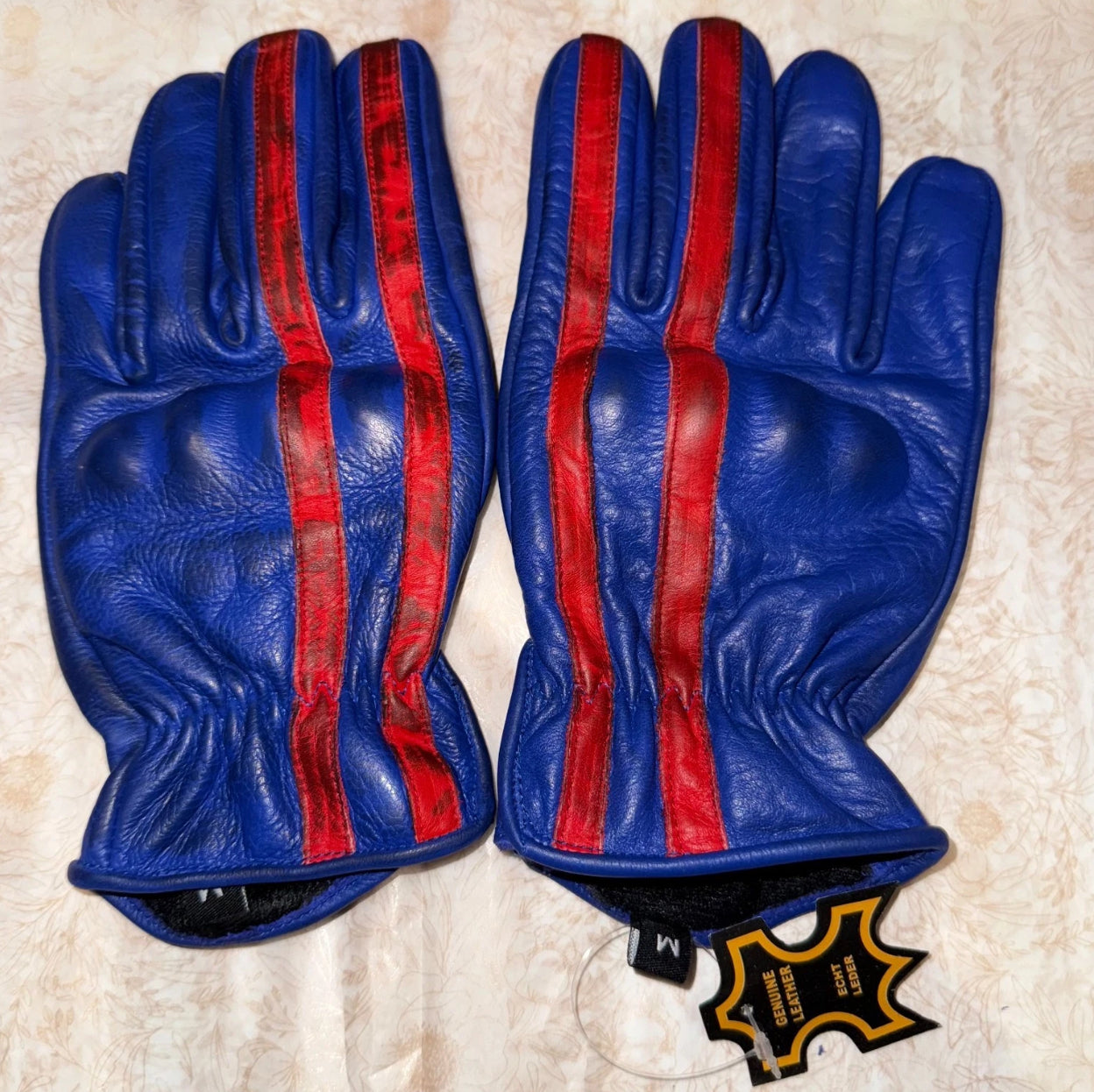 Motorcycle Gloves Racing Touchscreen Leather Armored Riding Biker Gloves Blue/Red