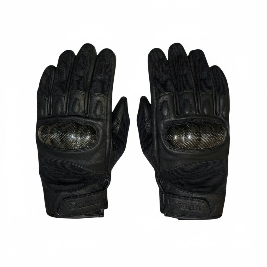 Leather Carbon Fiber Knuckle Designer Motorcycle Gloves Premium Full Finger