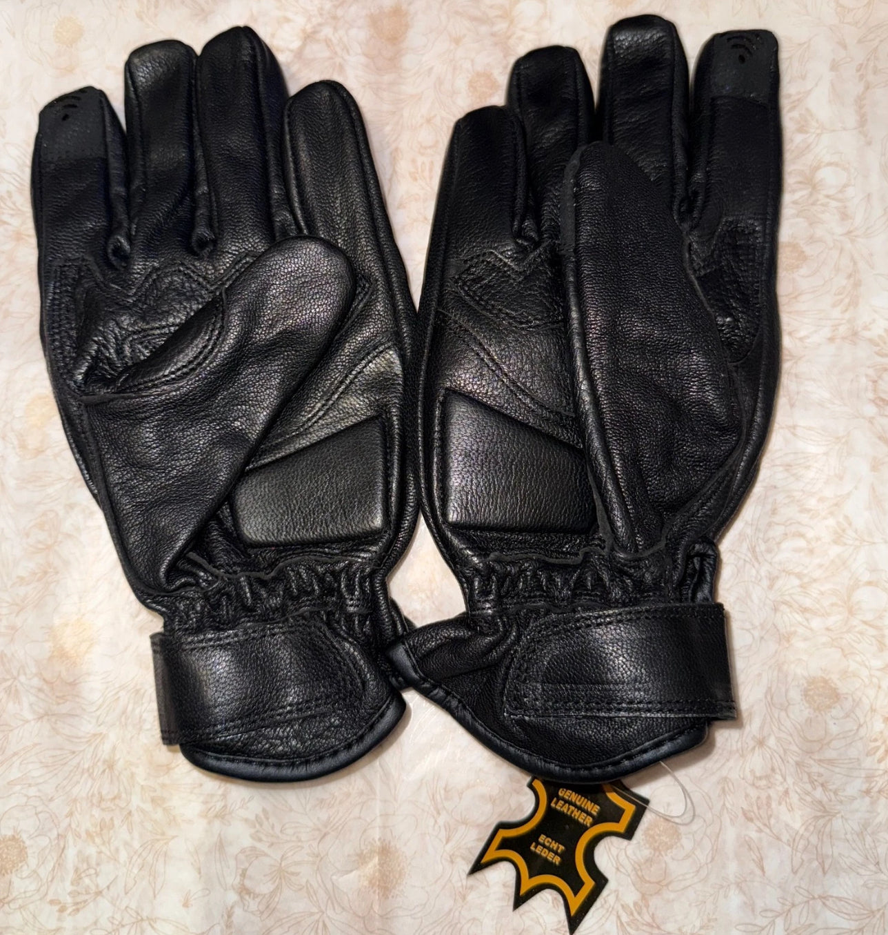 Motorcycle Gloves Racing Touchscreen Leather Armored Riding Biker Gloves Black/White