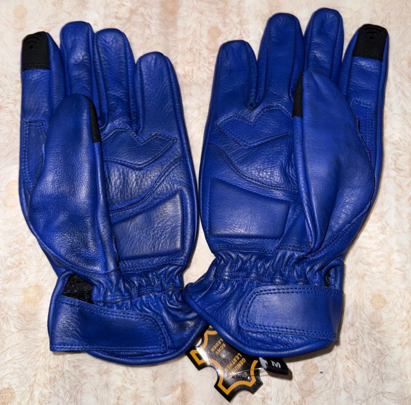 Motorcycle Gloves Racing Touchscreen Leather Armored Riding Biker Gloves Blue/Red