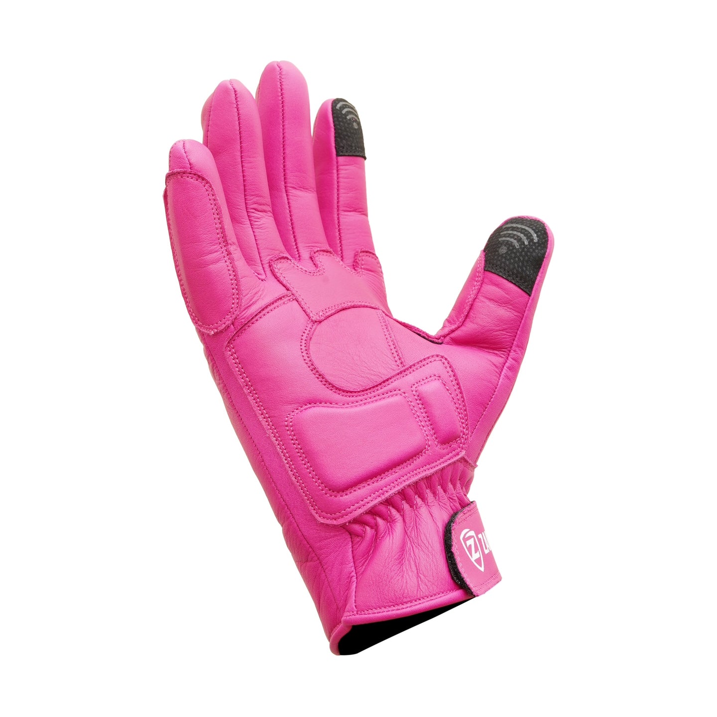 Motorcycle Pink Leather Gloves Knuckle Protection Touchscreen & Padded Palm ZamGear
