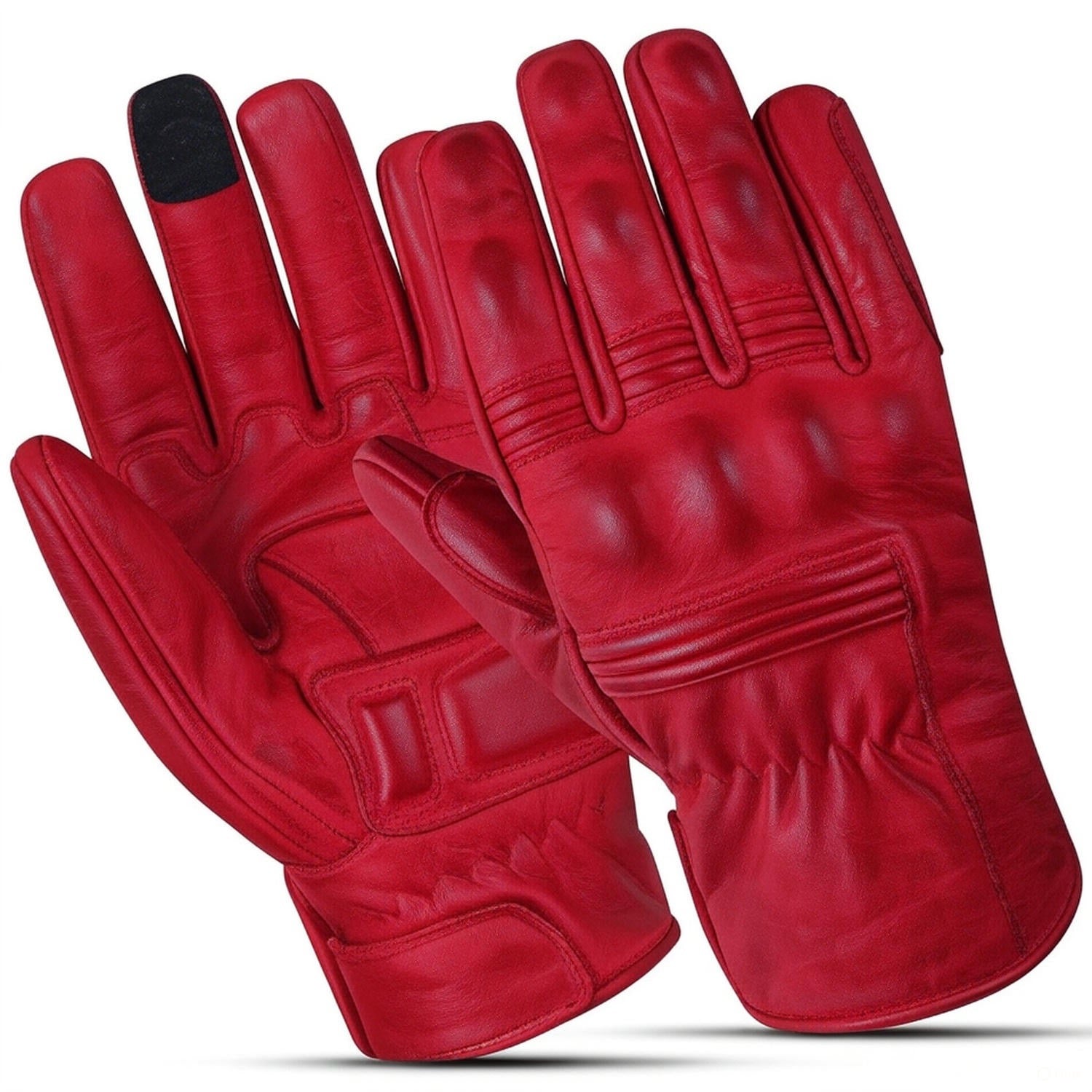 Motorcycle Gloves Racing Touchscreen Leather Armored Riding Biker Gloves Red